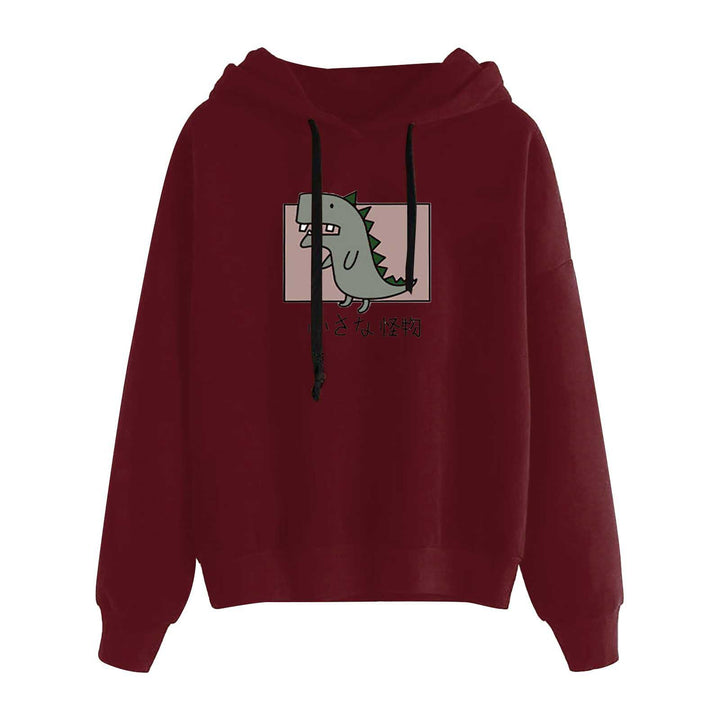 Damen nan kurz geschnittener Cropped-Kapuzenpullover mit niedlicher Frosch-Illustration und verstellbarer Kapuze Drune