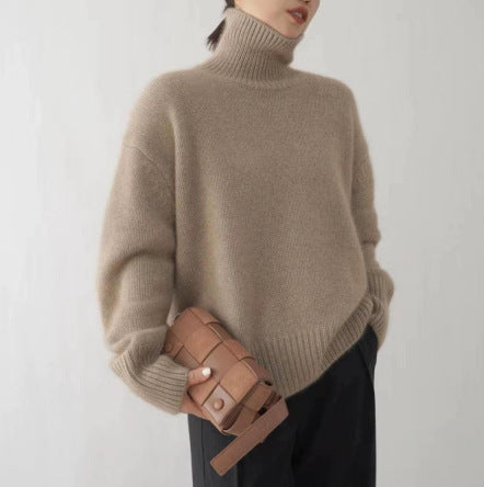 Damen Kaschmir Rollkragenpullover mit weitem Schnitt und eleganter Textur Drune