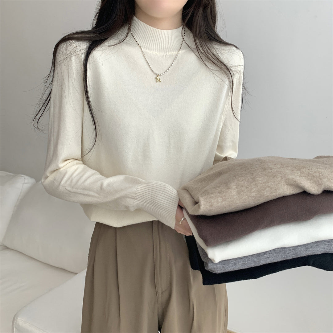 Damen Eleganter Rollkragenpullover aus hochwertigem Strickmaterial Drune