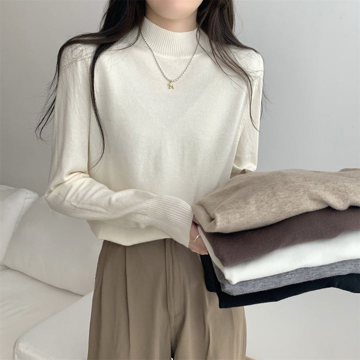 Damen Eleganter Rollkragenpullover aus hochwertigem Strickmaterial Drune