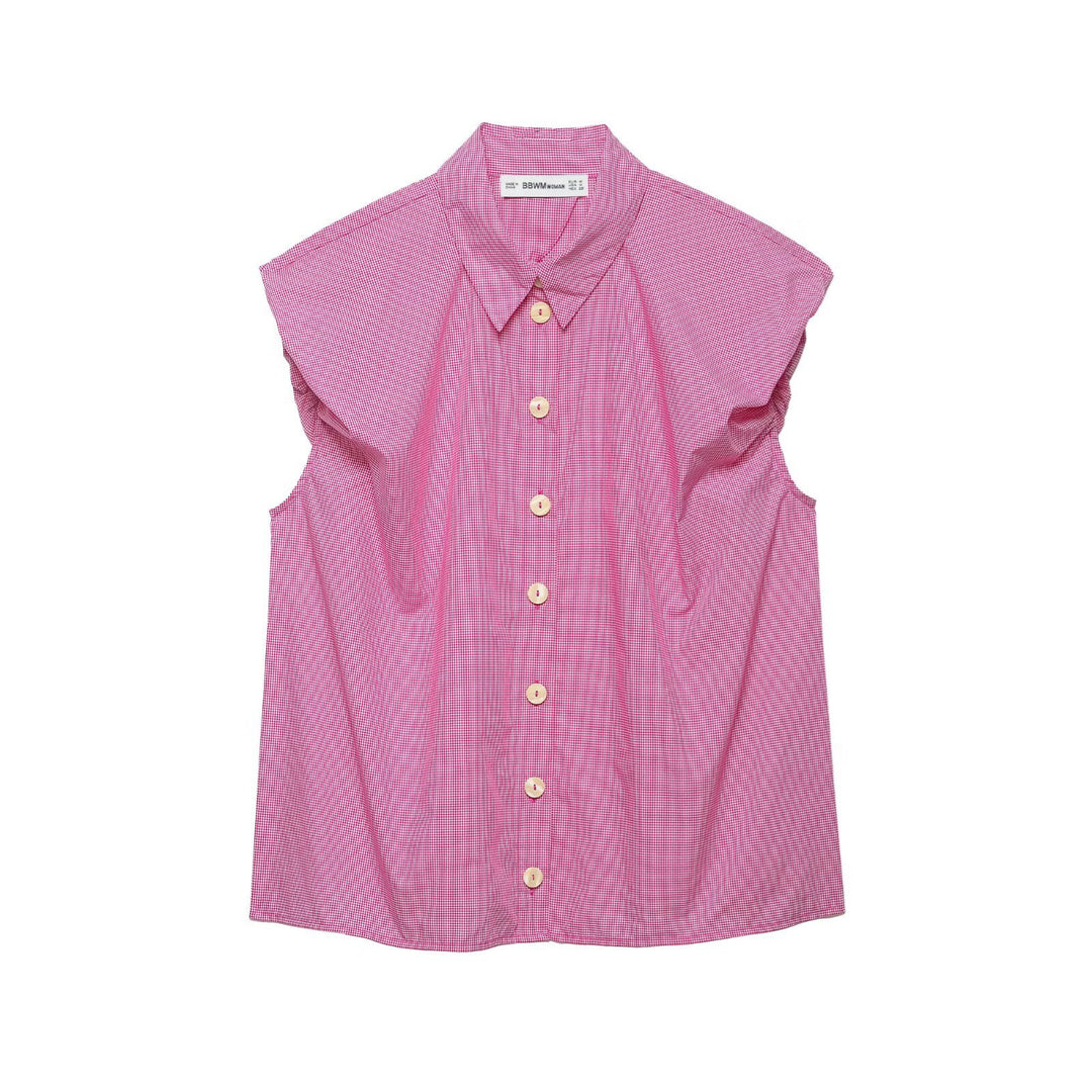 Damen Kurzarm Bluse mit modernen Streifen und eleganter Knopfleiste Drune