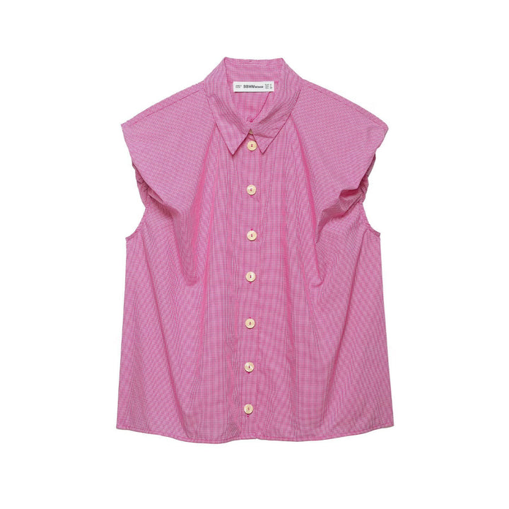 Damen Kurzarm Bluse mit modernen Streifen und eleganter Knopfleiste Drune