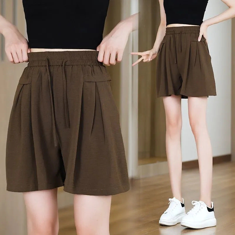 Damen kurze Freizeithose mit elastischem Taillenbund und praktischen Seitentaschen Drune