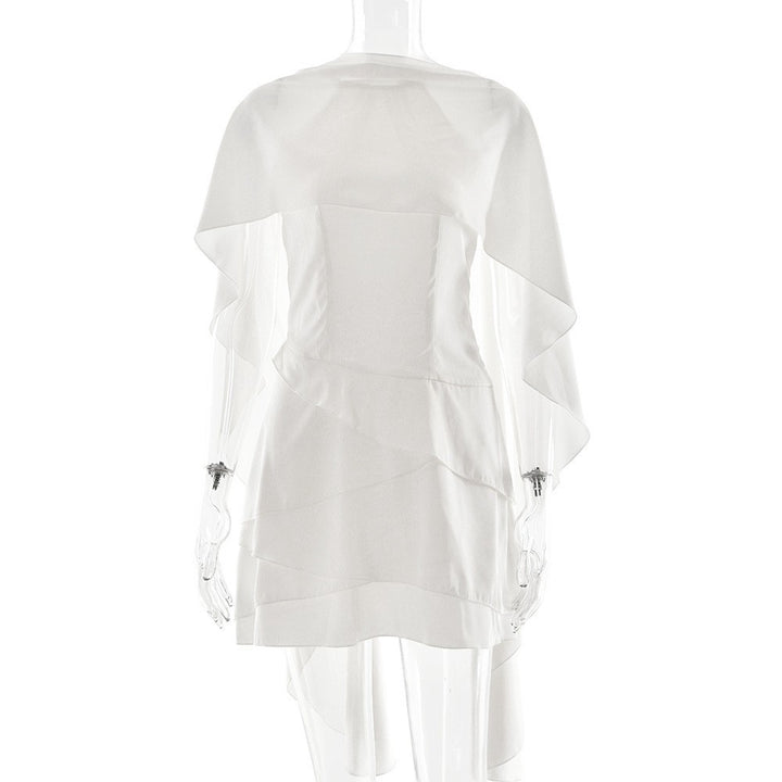 Damen Elegantes Mini-Kleid mit Drapierung und Cape-Detail Drune