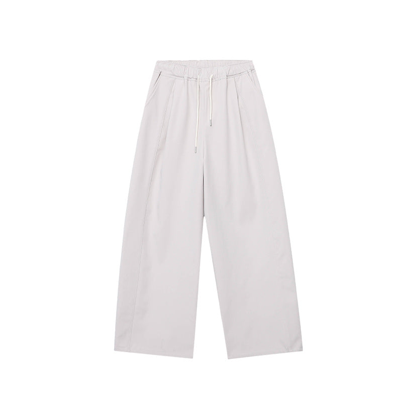Damen lässige Wide-Leg-Hose mit elastischem Bund und Zugband Drune