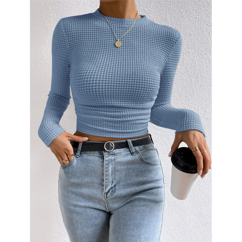 Damen Langarm-Crop-Top aus strukturiertem Jersey Drune