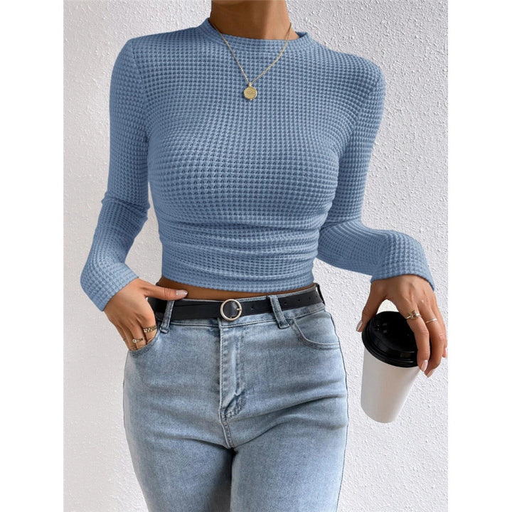 Damen Langarm-Crop-Top aus strukturiertem Jersey Drune