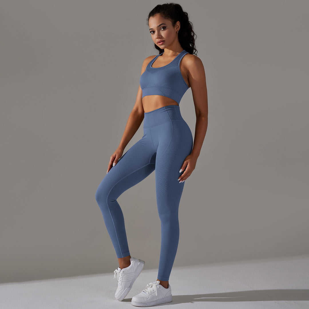Damen Sport-BH und Hochbund-Leggings Set mit nahtloser Verarbeitung und atmungsaktiven Eigenschaften Drune