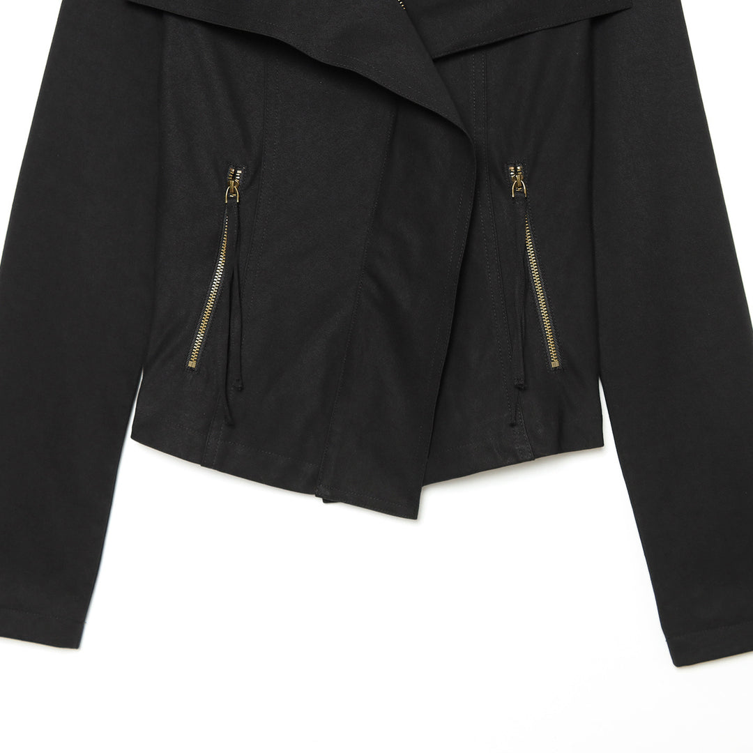 Damen Asymmetrische Übergangsjacke mit weitem Revers und Kordelzug Drune