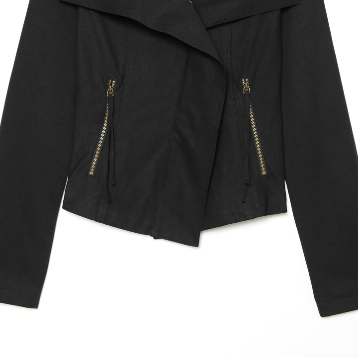 Damen Asymmetrische Übergangsjacke mit weitem Revers und Kordelzug Drune