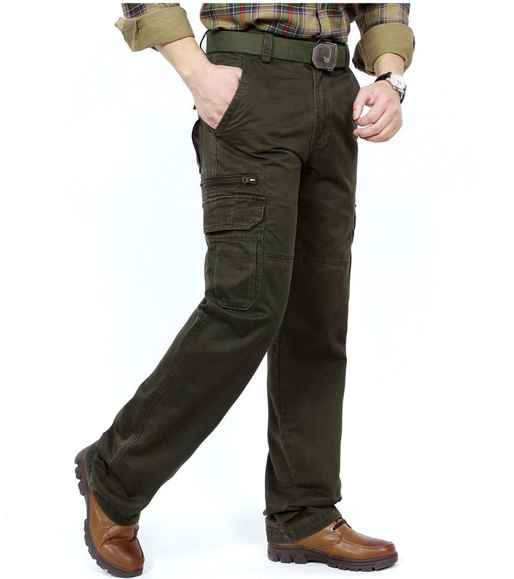 Herren robuste Cargo‑Hose aus Baumwoll‑Canvas mit Mehrfach‑Taschen und Knieverstärkung Drune