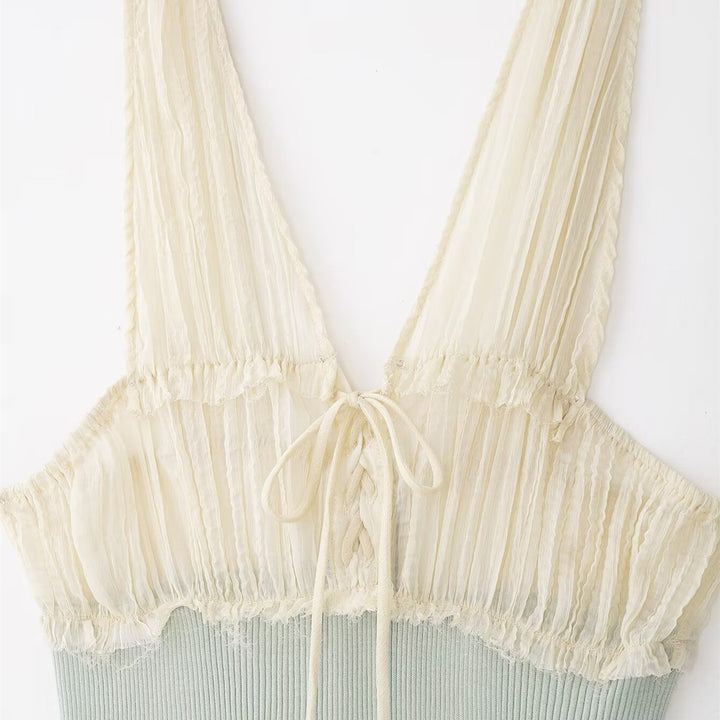 Damen Top mit raffinierten Rüschendetails und zartem Schnitt Drune