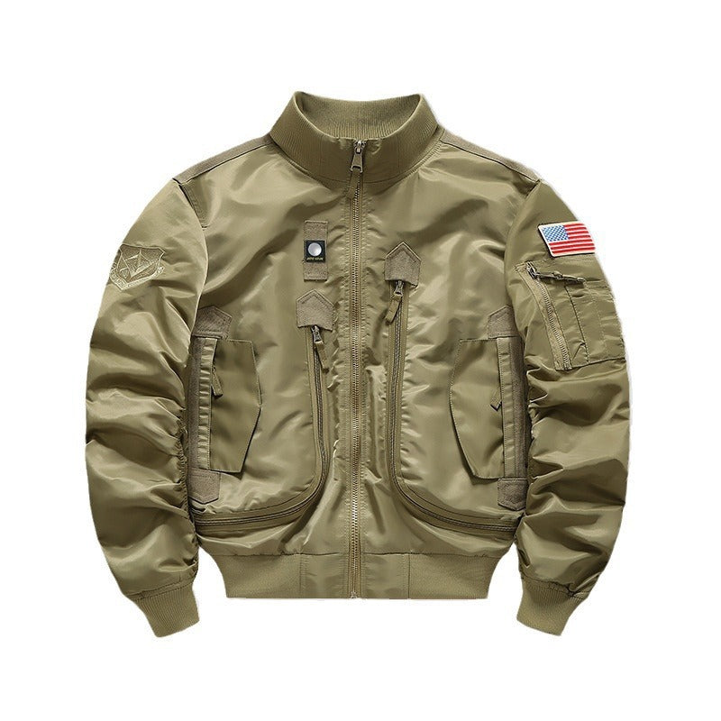 Herren Modische Bomberjacke mit Mehreren Taschen Drune