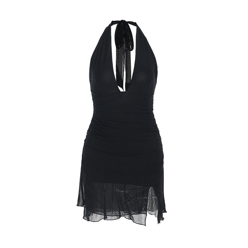 Damen Halterneck Mini-Kleid mit elegantem Schlitz und figurbetonendem Design Drune