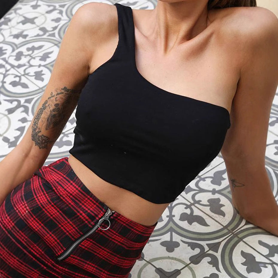 Damen Asymmetrisches Crop Top mit breitem Träger Drune