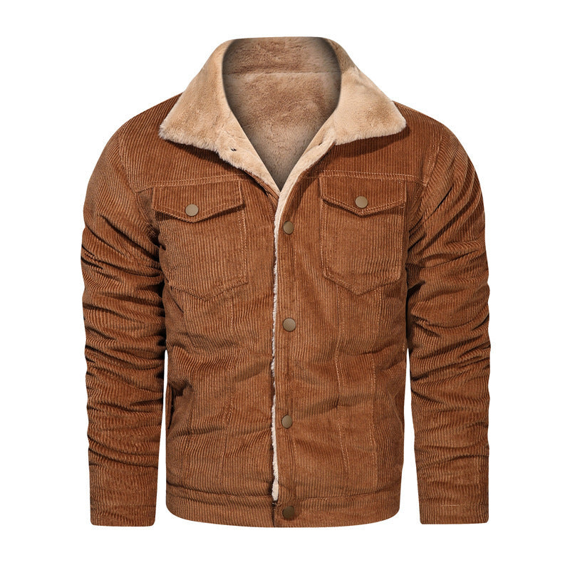 Herren Kord-Workerjacke mit Teddyfutter und Hemdkragen Drune