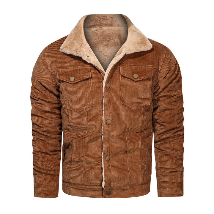 Herren Kord-Workerjacke mit Teddyfutter und Hemdkragen Drune
