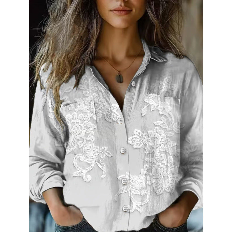 Damen Modische Bluse mit Paisleymuster Drune