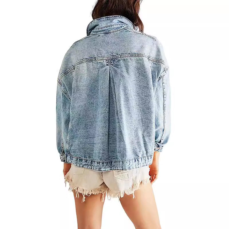 Damen lässige Jeansjacke im Oversized-Stil mit dekorativen Fransen Drune
