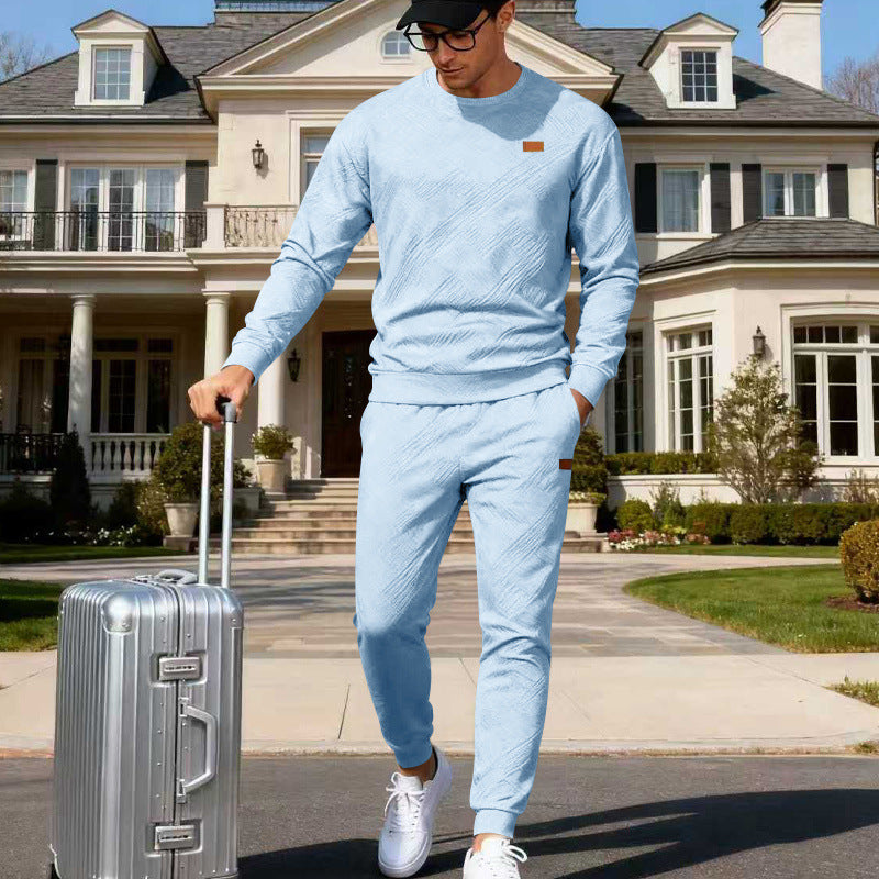 Herren Feinstrukturiertes Lounge-Set mit Rundhals-Pullover & schmaler Jogginghose Drune