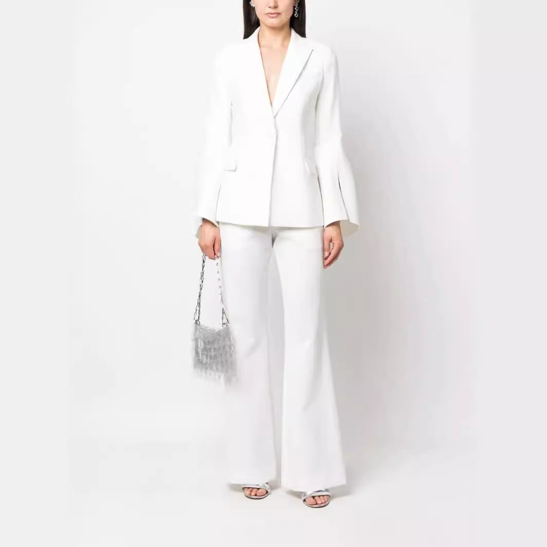 Damen Zweiteiliger Tailoring-Anzug mit tailliertem Einreiher und ausgestellten Ärmelabschlüssen Drune