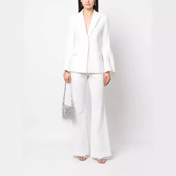 Damen Zweiteiliger Tailoring-Anzug mit tailliertem Einreiher und ausgestellten Ärmelabschlüssen Drune