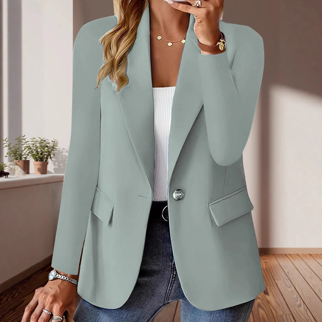 Damen Taillierter Single-Button-Blazer mit fallendem Revers und Pattentaschen Drune