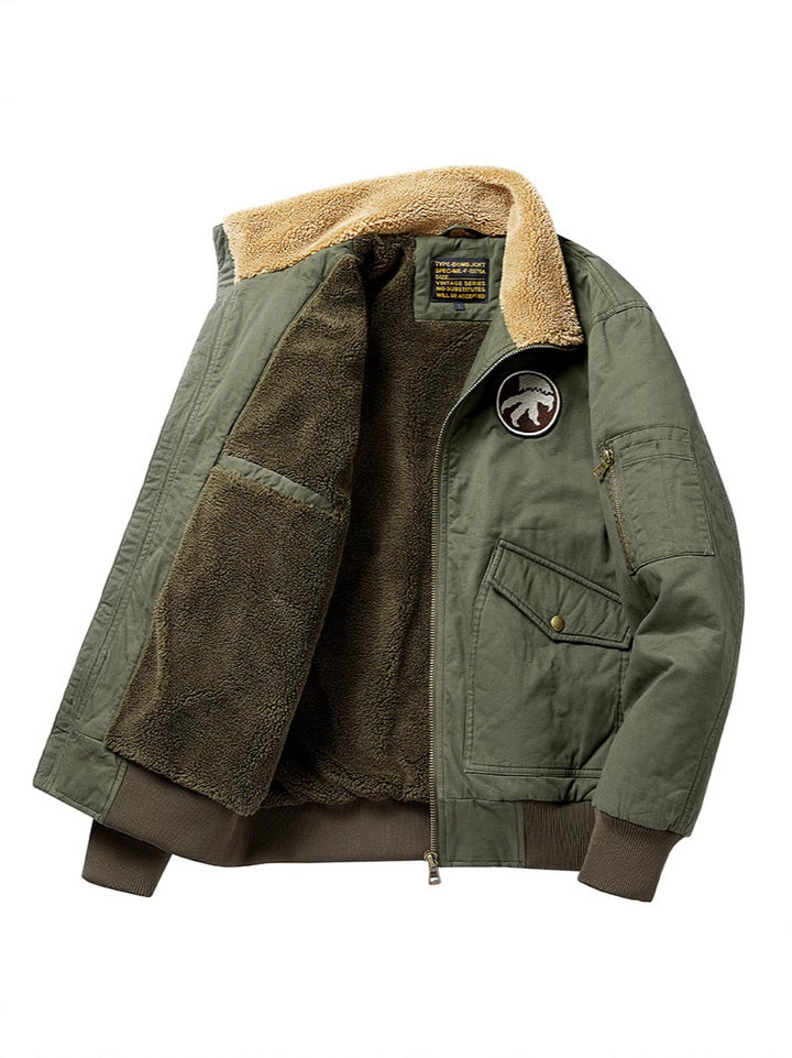 Herren  isolierte Sherpa-fütterte Zip-Front Feld Bomberjacke mit Klappentaschen Drune