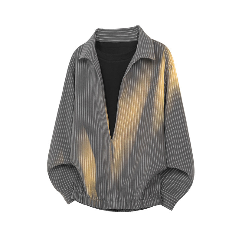 Herren Modernes gestreiftes Overshirt Drune