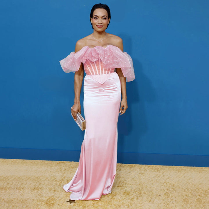 Damen Elegantes langes Abendkleid mit voluminösen Rüschen und figurformendem Design Drune