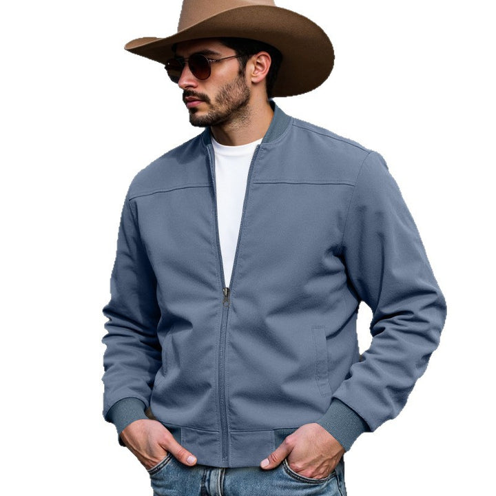 Herren nan Veloursleder-Optik Bomberjacke mit Stehkragen Rippbündchen und seitlichen Eingrifftaschen Drune
