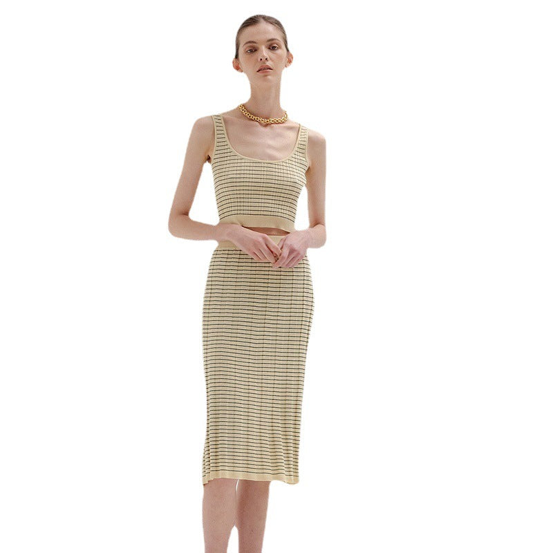Damen elegantes Strickensemble mit Knopfleiste und hohem Kragen Drune