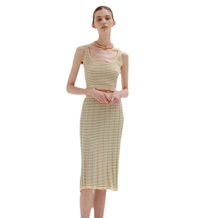 Damen elegantes Strickensemble mit Knopfleiste und hohem Kragen Drune