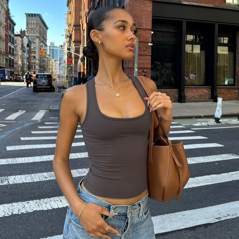 Damen Sportliches Tanktop mit breiten Trägern Drune