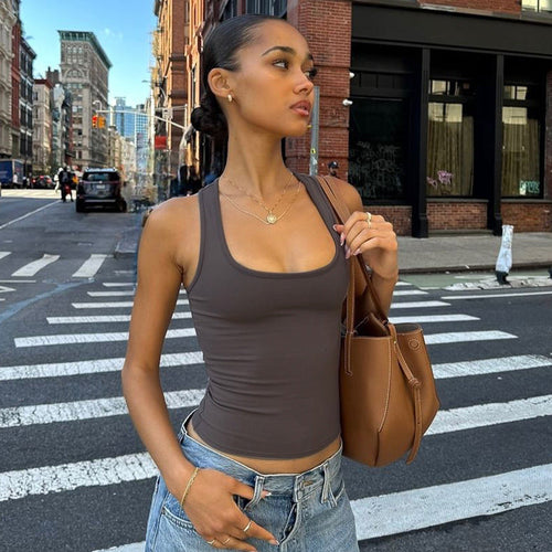 Damen Sportliches Tanktop mit breiten Trägern Drune