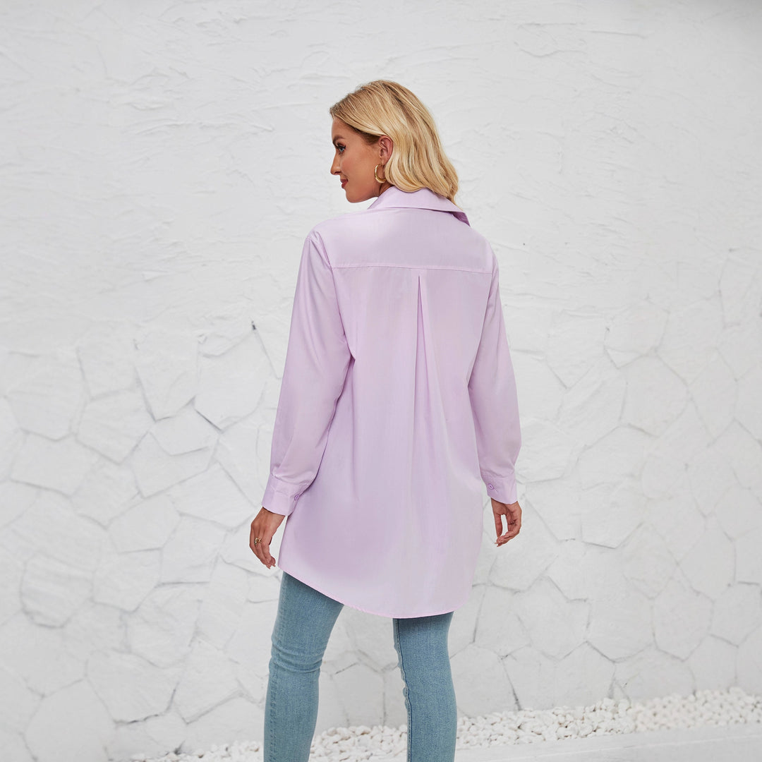 Damen Hemdbluse mit elegantem Oversized-Schnitt und klassischen Knopfdetails Drune
