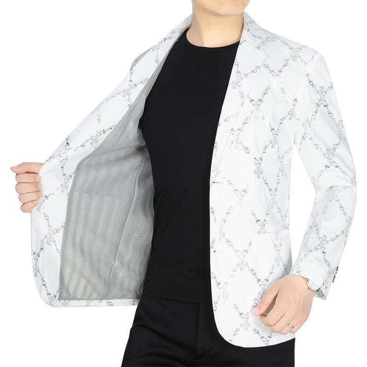 Herren Einreihiges Casual-Sakko mit künstlerischem Kritzel-Print und leichtem Halbfutter Drune