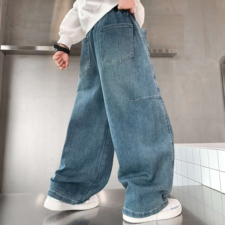 Unisex lockere Denim-Hose mit weitem Schnitt Drune