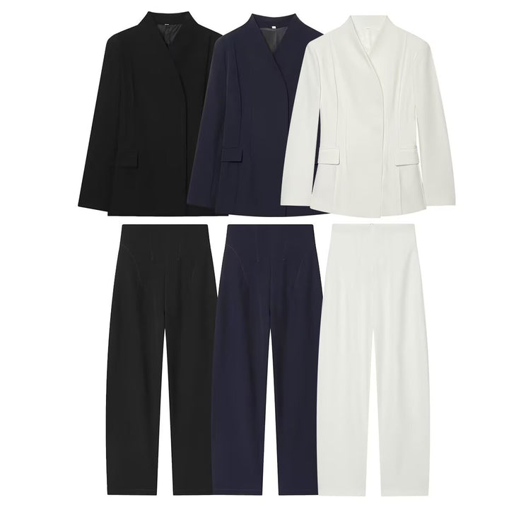 Damen Longblazer mit verdeckter Knopfleiste und Pattentaschen Drune