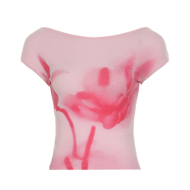 Damen figurbetontes Oberteil mit floralem Druck Drune