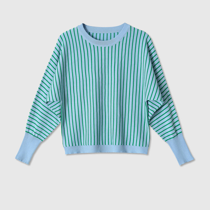 Damen Gestreifter Feinstrickpullover mit kastiger Cropped-Passform Drune