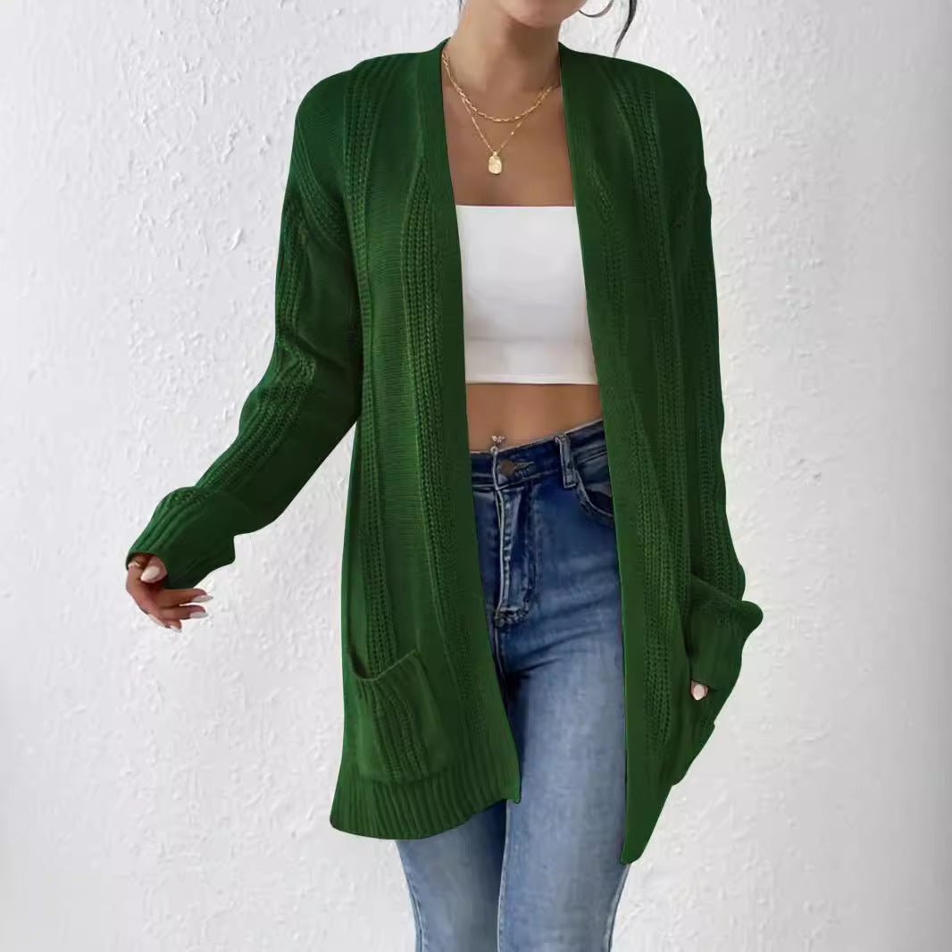 Damen Strickjacke mit offenem Design und praktischen Taschen Drune