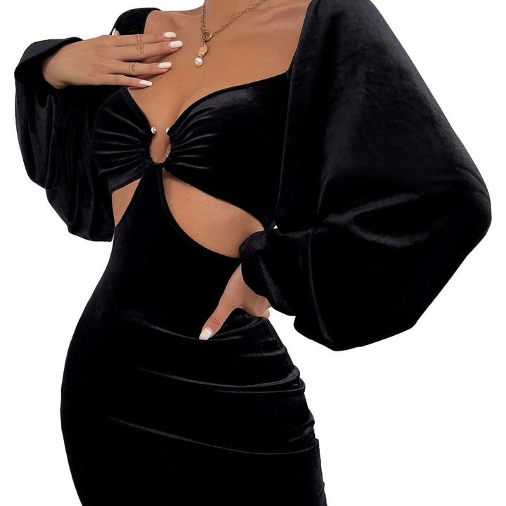 Damen Cocktailkleid mit figurschmeichelndem Schnitt und eleganten Puffärmeln Drune