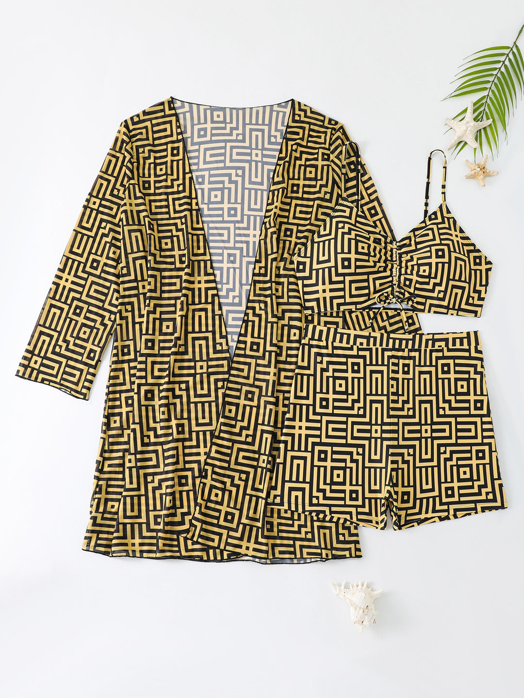 Damen Bademode-Set mit stylischem Kimono und Shorts Drune