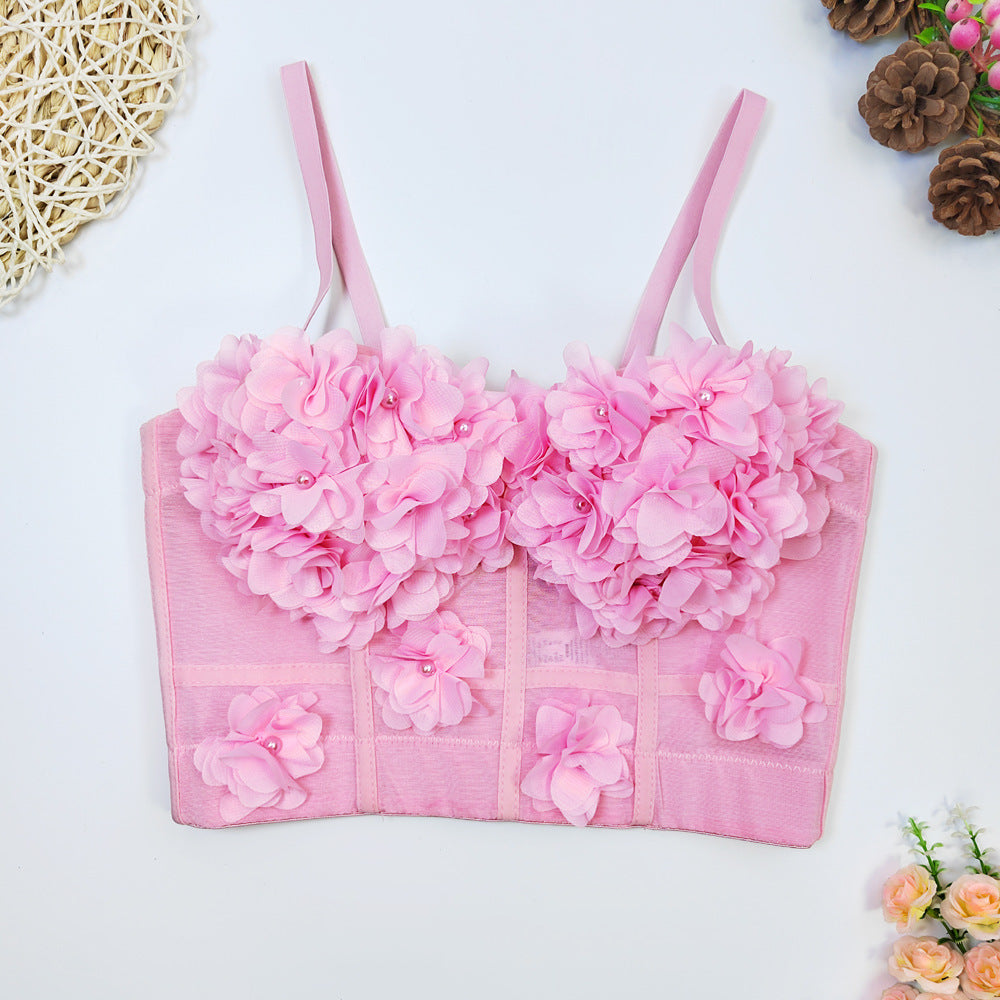 Damen Elegante Korsage mit floralen Spitzenapplikationen Drune