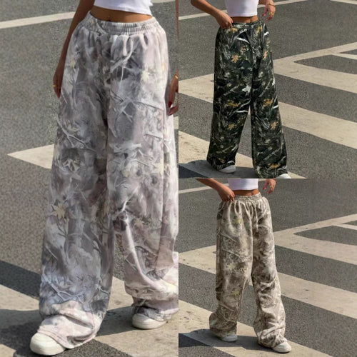 Damen nan weite Palazzo-Hose mit floralem Alloverprint und elastischem Bund Drune