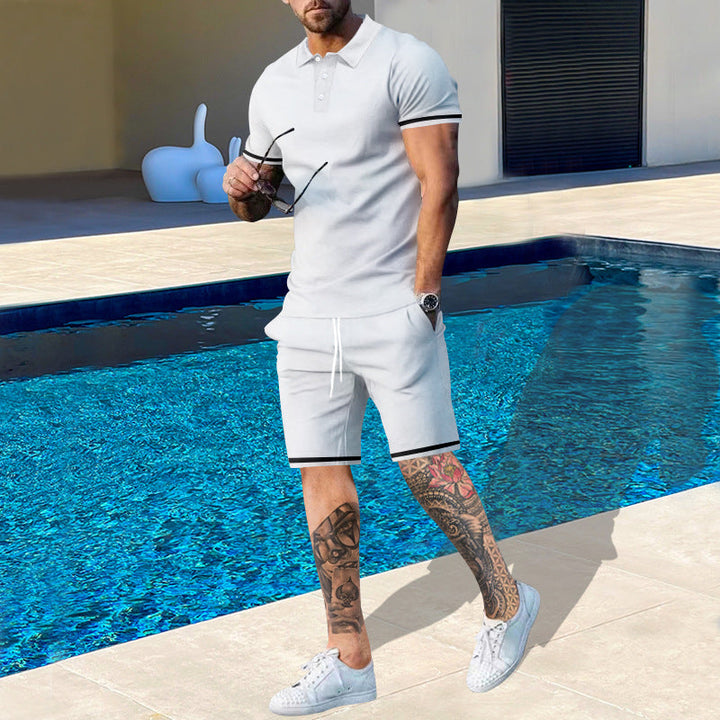 Herren Poloshirt und Shorts-Set mit sportlichen Akzenten Drune