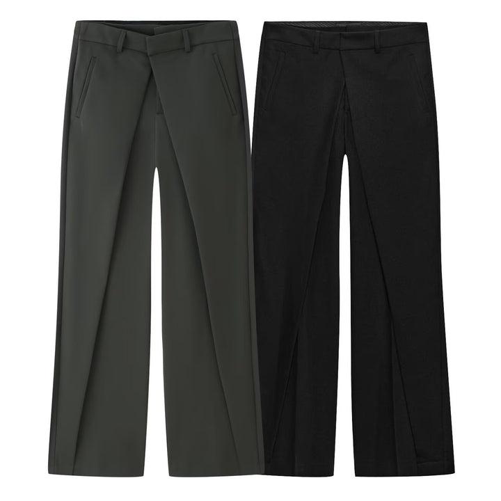 Damen Weit geschnittene Highwaist-Hose mit Vordernaht und langen Beinschlitzen Drune