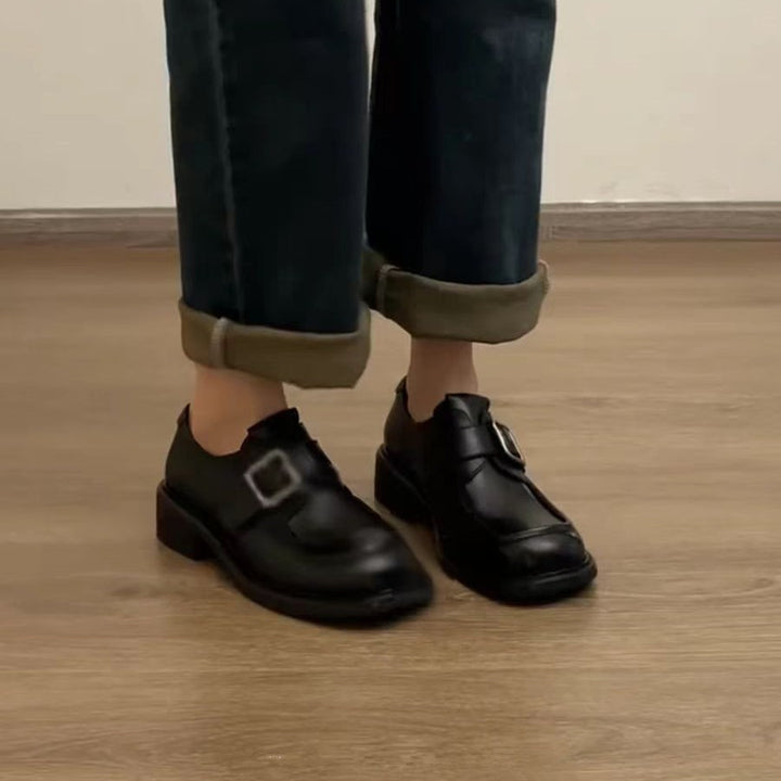 Damen Schnallen‑Loafer mit quadratischer Kappe und markanter Plateausohle Drune