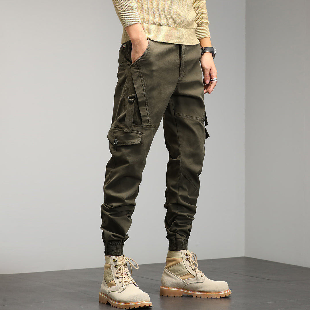 Herren Tapered Cargo‑Jogger mit D‑Ring, Kniepaneelen und elastischen Bündchen Drune